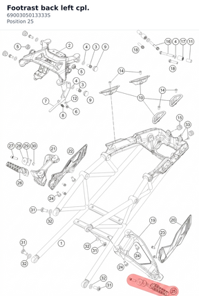 Diagram preview: Footrast back left cpl. (6900305013333S)