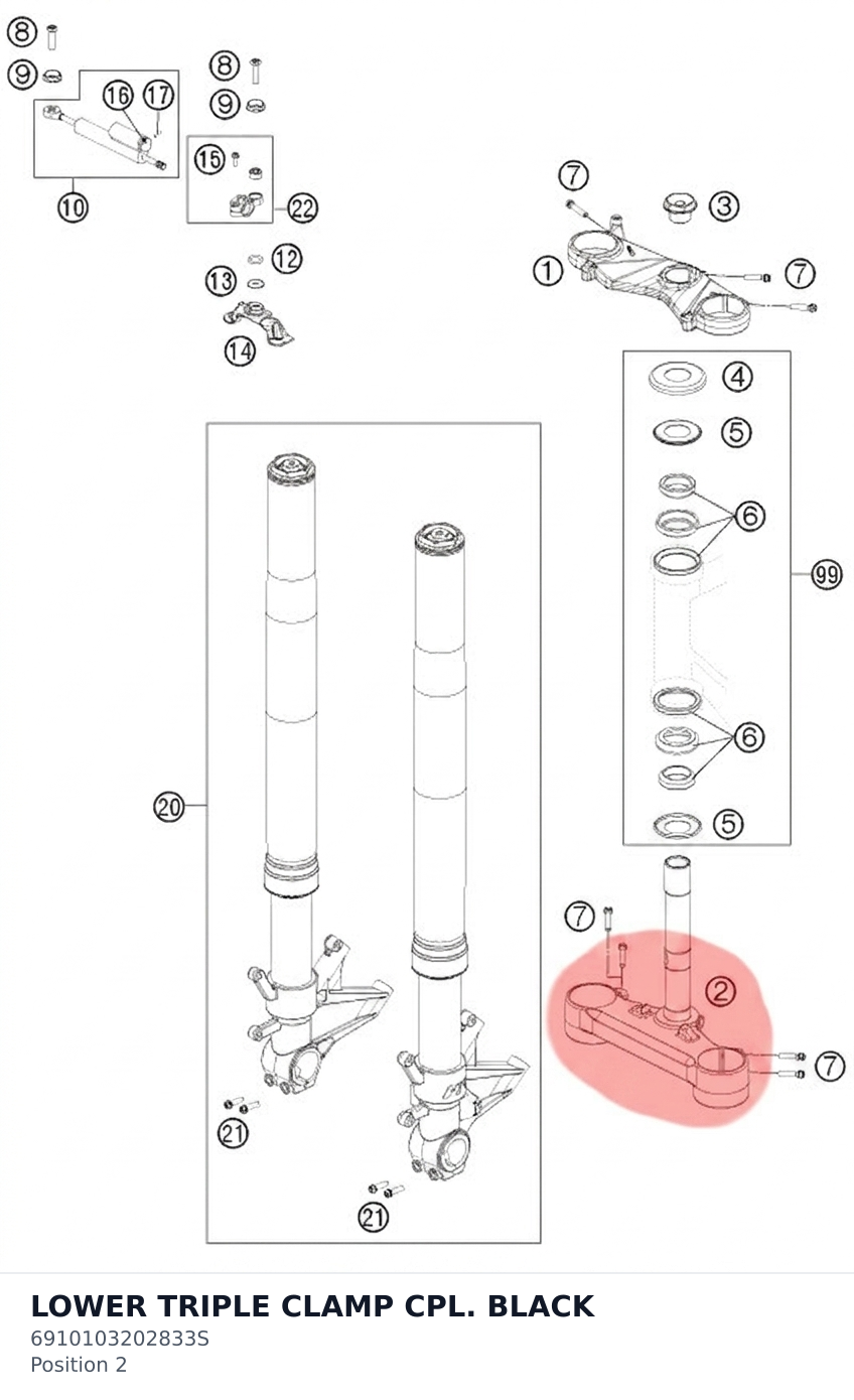 Diagram preview: LOWER TRIPLE CLAMP CPL. BLACK (6910103202833S)
