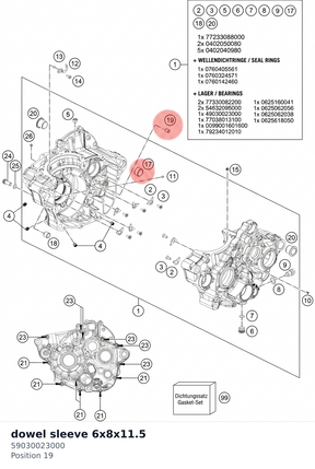 Diagram preview: dowel sleeve 6x8x11.5 (59030023000)