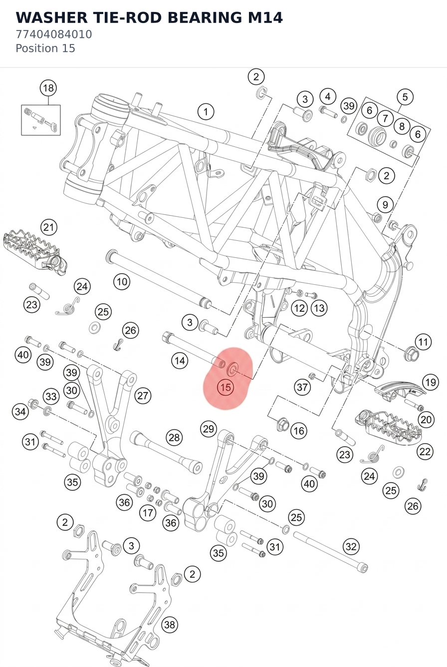 Diagram preview: WASHER TIE-ROD BEARING M14 (77404084010)
