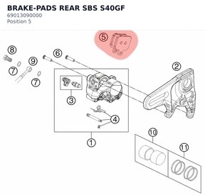 Diagram preview: BRAKE-PADS REAR SBS S40GF (69013090000)