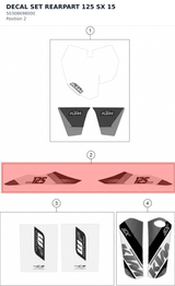 Diagram preview: DECAL SET REARPART 125 SX   15 (50308698000)