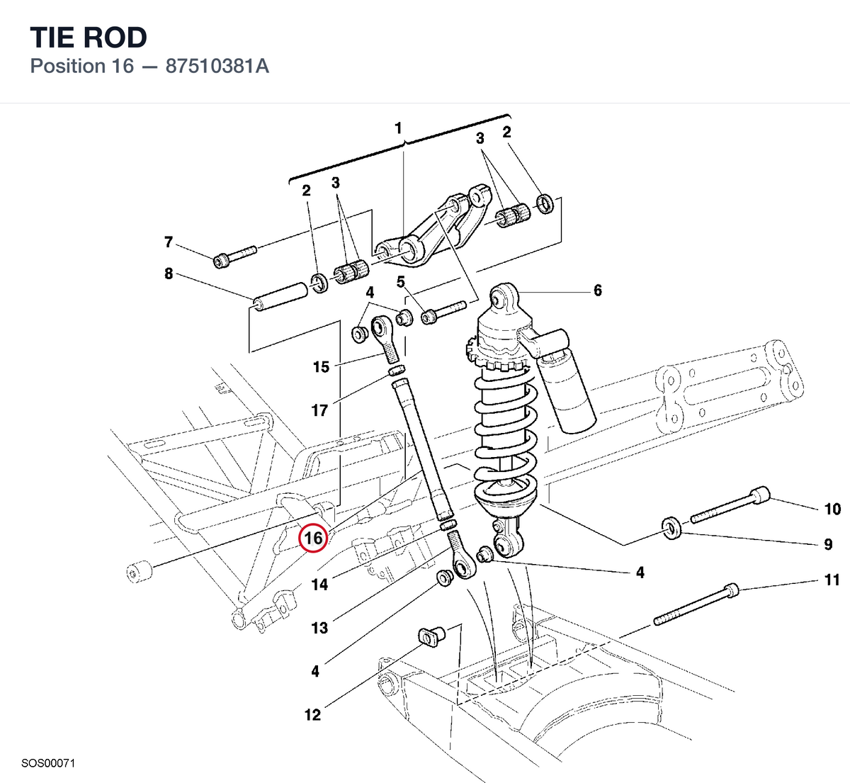 TIE ROD 87510381A diagram position