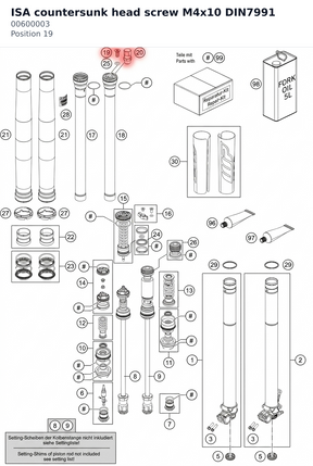 Diagram preview: ISA countersunk head screw M4x10 DIN7991 (00600003)