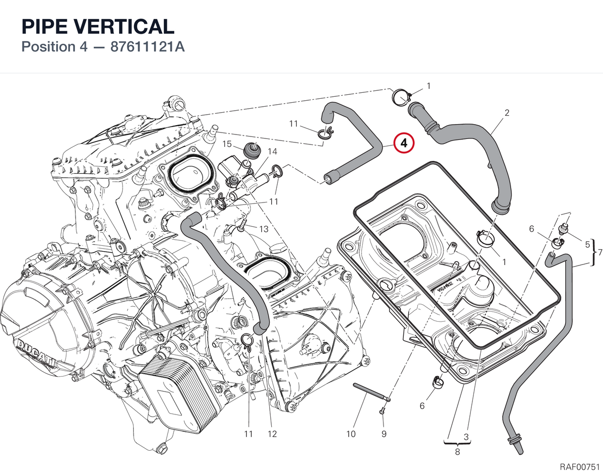PIPE VERTICAL 87611121A diagram position