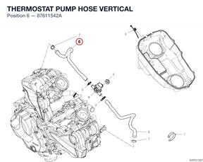 THERMOSTAT PUMP HOSE VERTICAL 87611542A diagram position