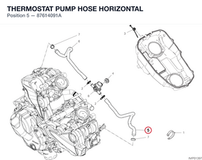 THERMOSTAT PUMP HOSE HORIZONTAL 87614091A diagram position