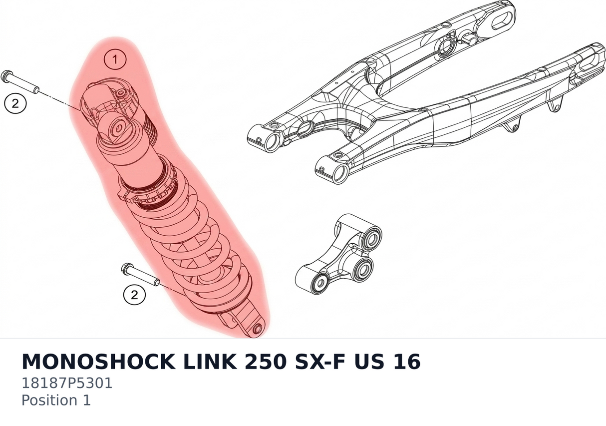 Diagram preview: MONOSHOCK LINK 250 SX-F US 16 (18187P5301)