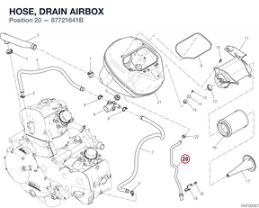 HOSE, DRAIN AIRBOX 87721641B diagram position