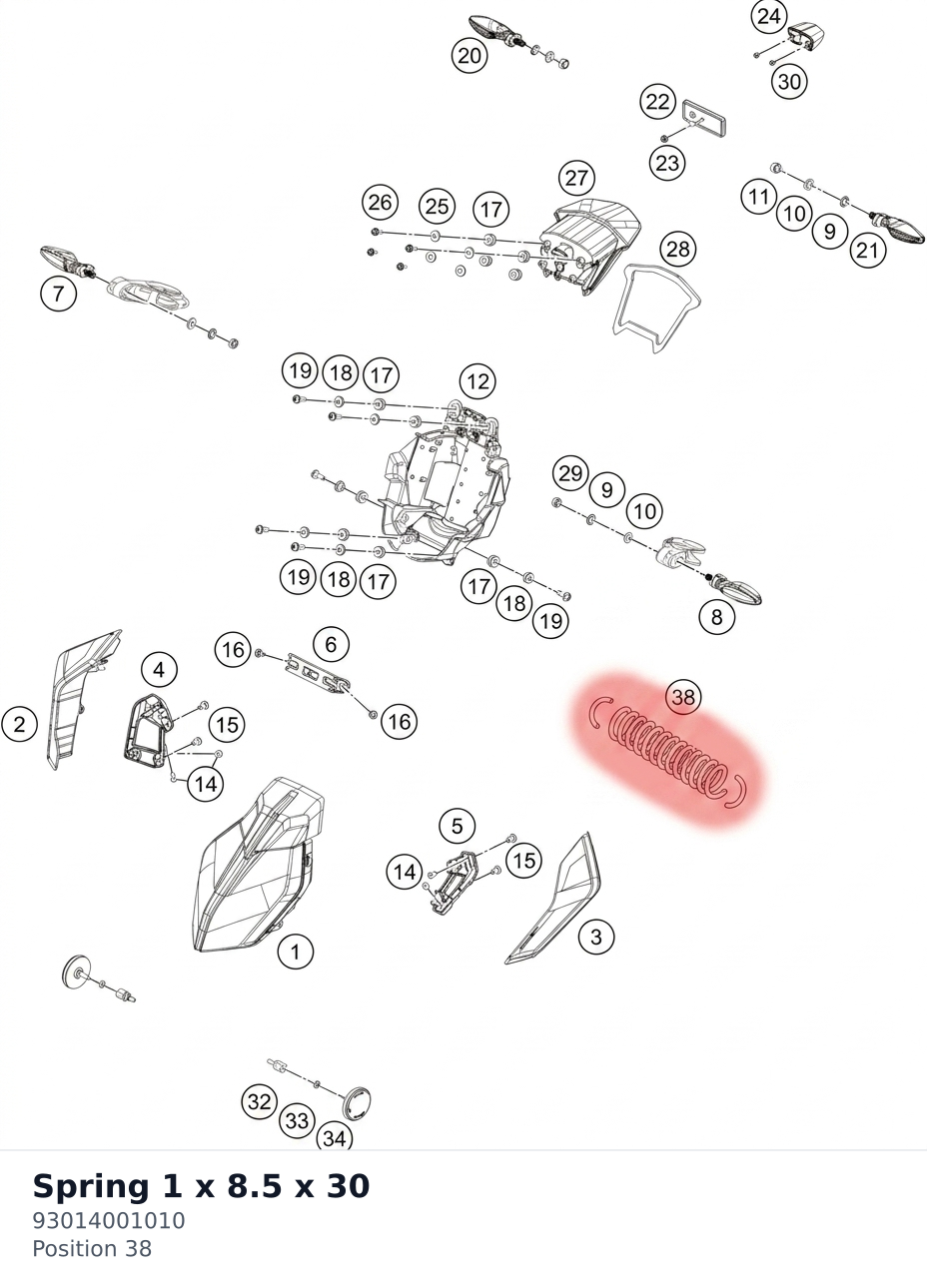 Diagram preview: Spring 1 x 8.5 x 30 (93014001010)
