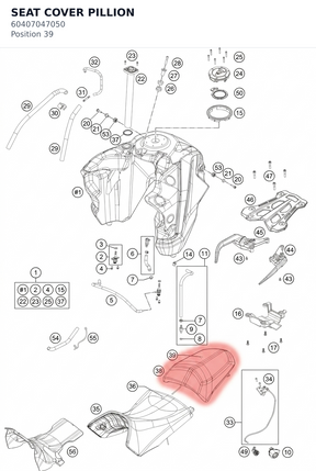 Diagram preview: SEAT COVER PILLION (60407047050)