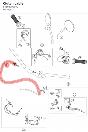 Diagram preview: Clutch cable (63502090000)