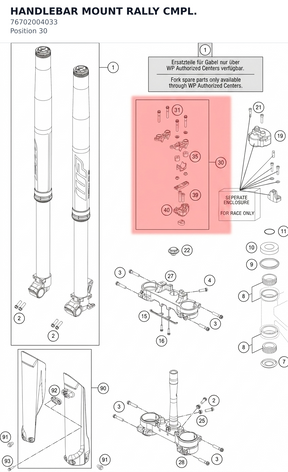 Diagram preview: HANDLEBAR MOUNT RALLY CMPL. (76702004033)
