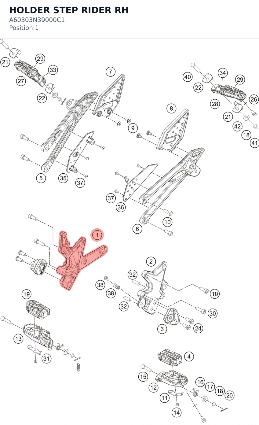 Diagram preview: HOLDER STEP RIDER RH (A60303N39000C1)
