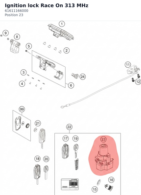 Diagram preview: Ignition lock Race On 313 MHz (61611166000)