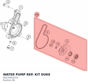 Diagram preview: WATER PUMP REP. KIT DUKE (90135055210)