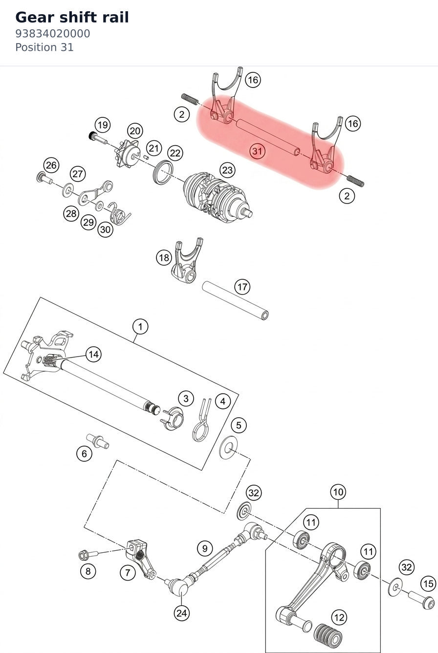 Diagram preview: Gear shift rail (93834020000)