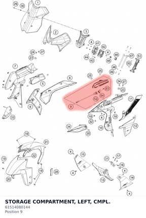Diagram preview: STORAGE COMPARTMENT, LEFT, CMPL. (61514080144)