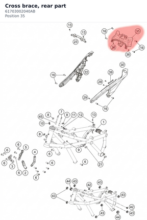Diagram preview: Cross brace, rear part (61703002040AB)