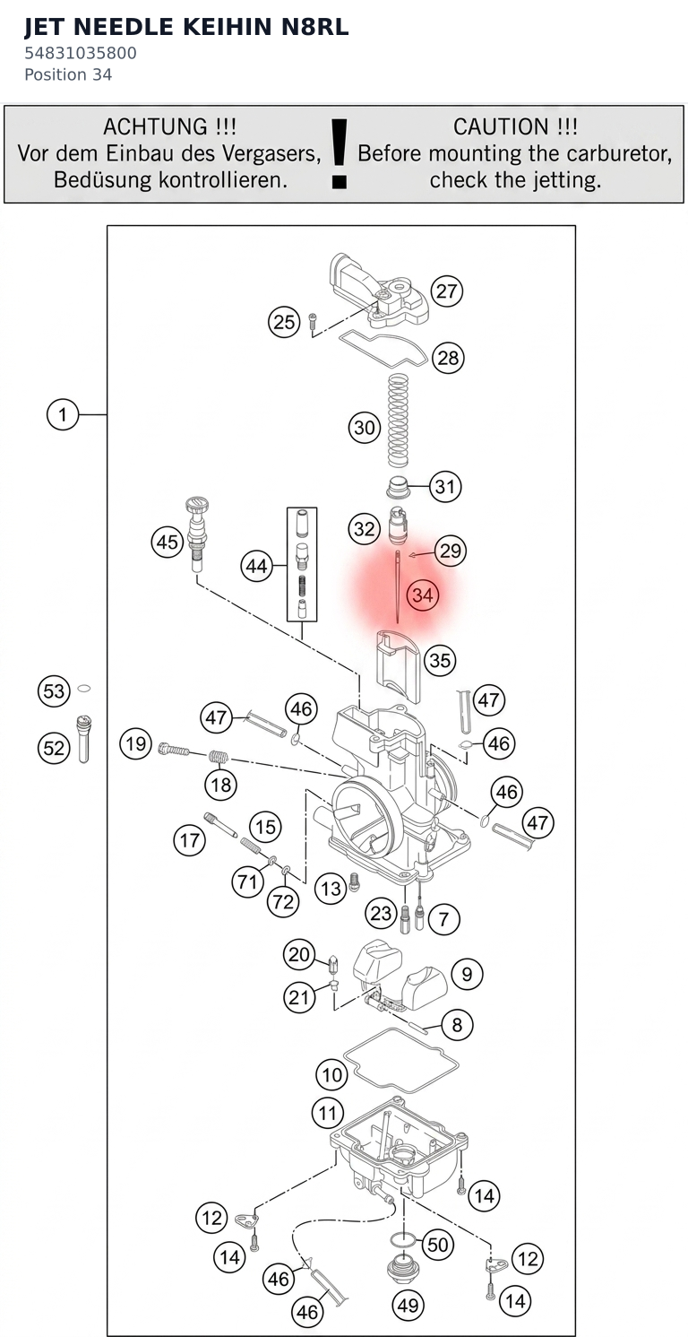 Diagram preview: JET NEEDLE KEIHIN N8RL (54831035800)