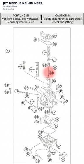 Diagram preview: JET NEEDLE KEIHIN N8RL (54831035800)