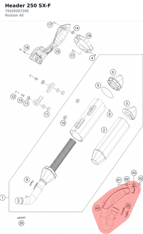 Diagram preview: Header 250 SX-F (79105007200)