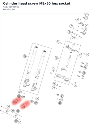 Diagram preview: Cylinder head screw M8x50 hex socket (A65301008050)