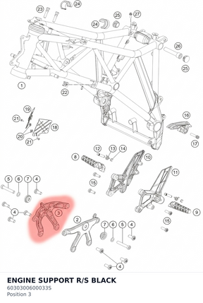 Diagram preview: ENGINE SUPPORT R/S BLACK (6030300600033S)