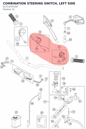 Diagram preview: COMBINATION STEERING SWITCH, LEFT SIDE (61711070100)