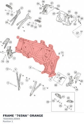 Diagram preview: FRAME ''765NA'' ORANGE (7650300130004)