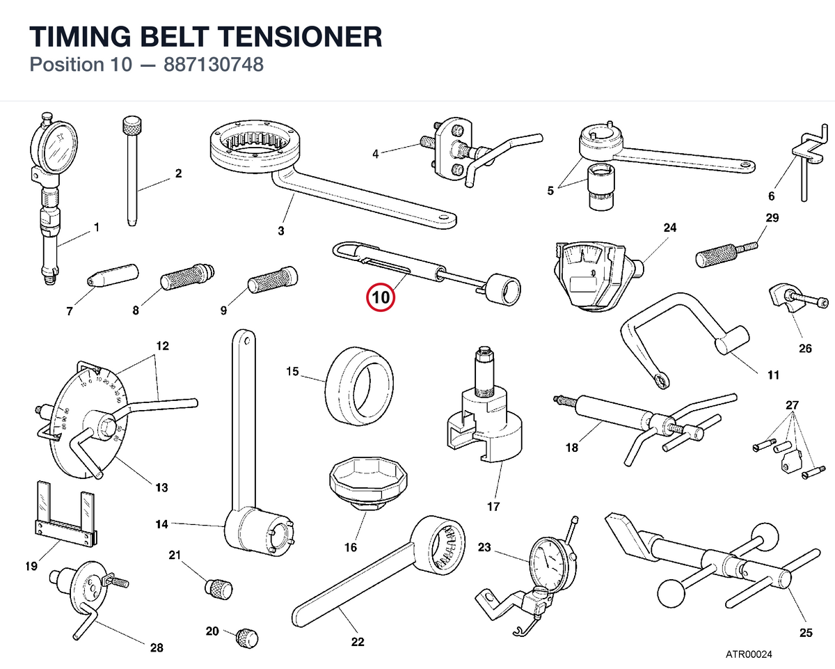 TIMING BELT TENSIONER 887130748 diagram position