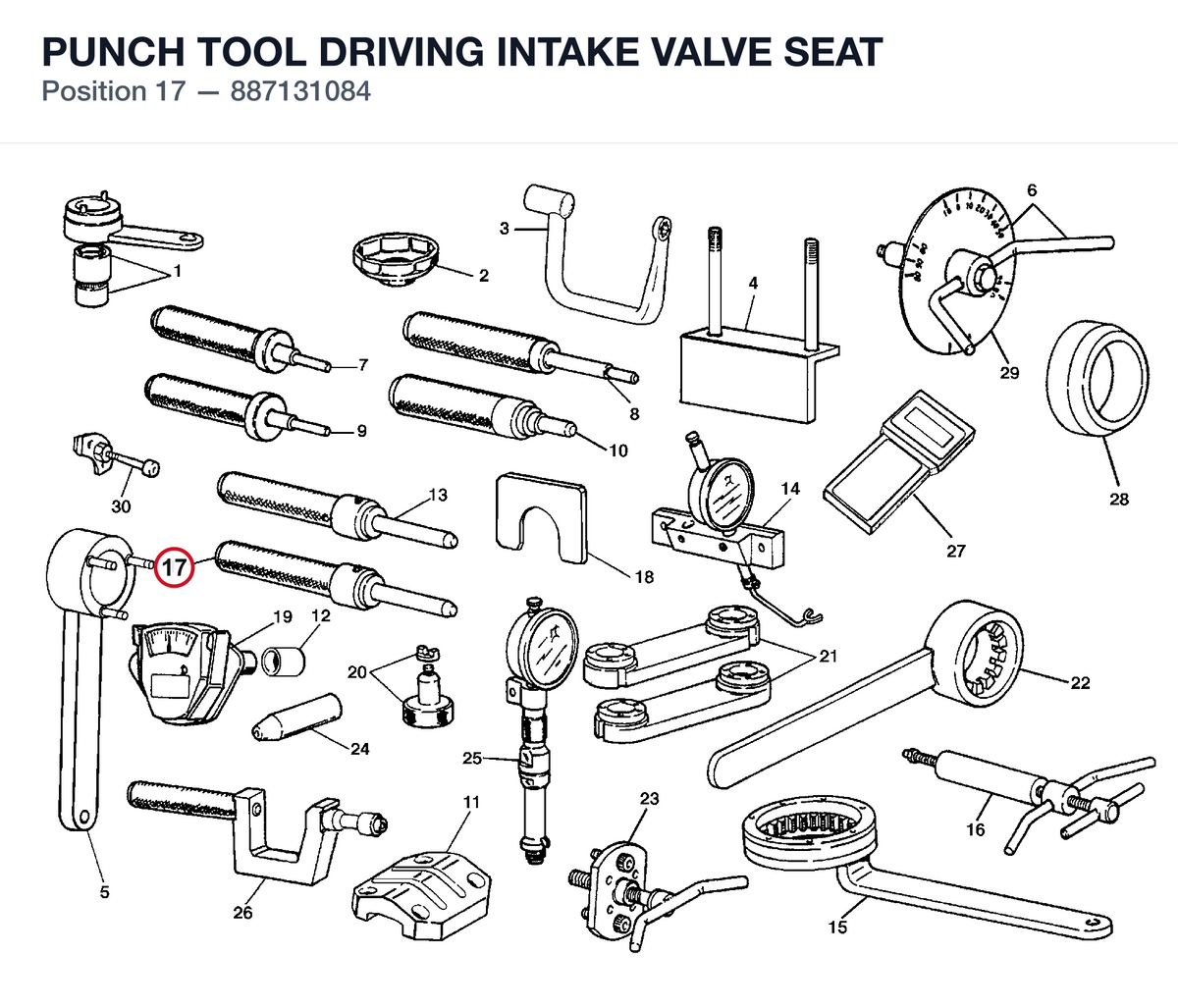 PUNCH TOOL DRIVING INTAKE VALVE SEAT