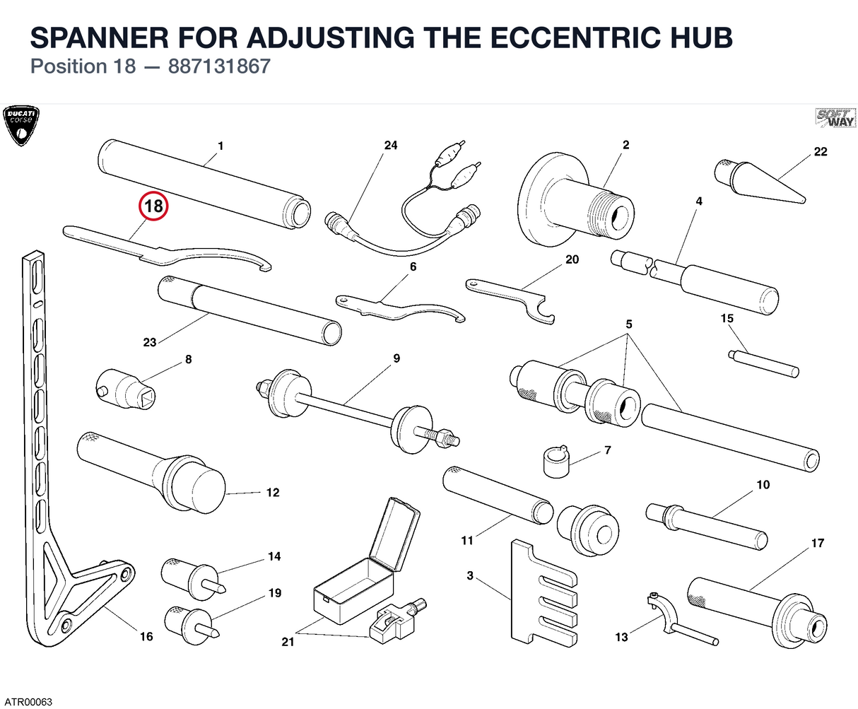 SPANNER FOR ADJUSTING THE ECCENTRIC HUB
