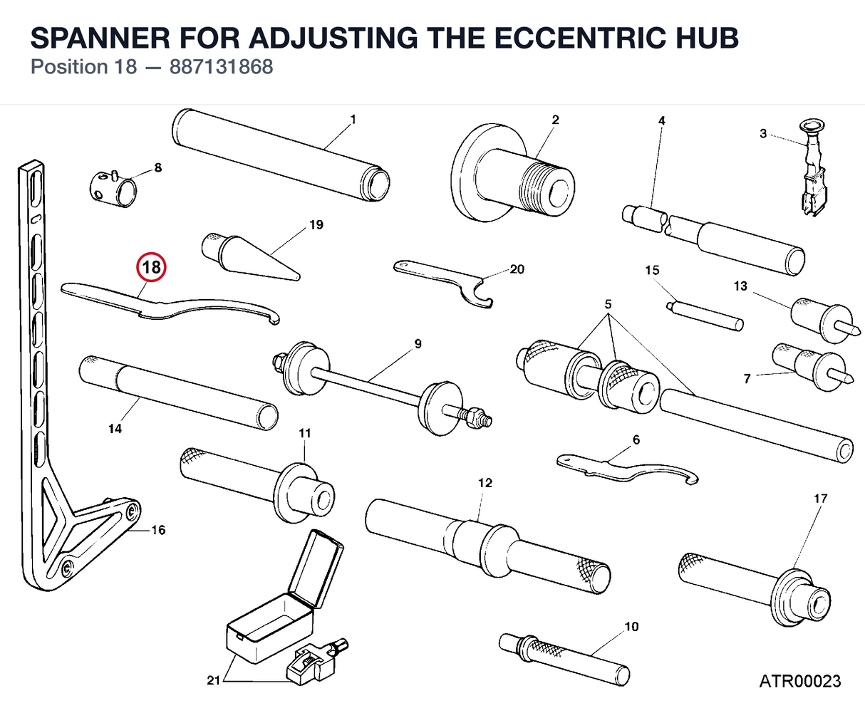 SPANNER FOR ADJUSTING THE ECCENTRIC HUB