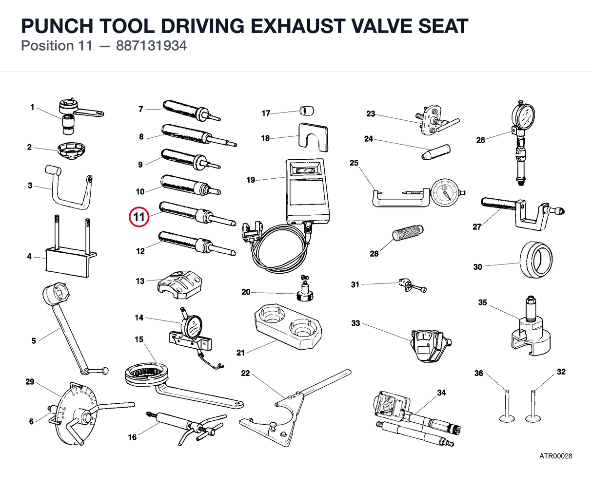 PUNCH TOOL DRIVING EXHAUST VALVE SEAT