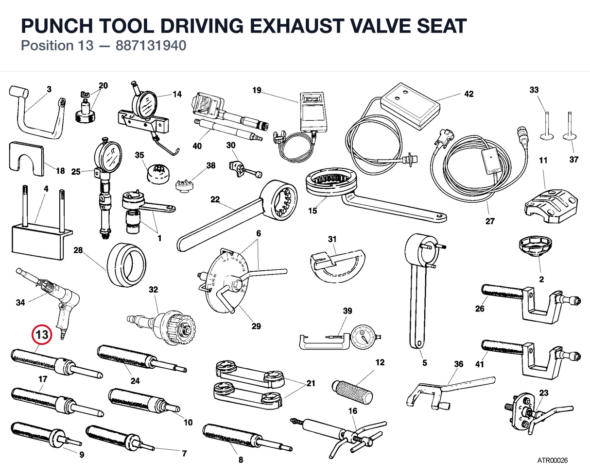 PUNCH TOOL DRIVING EXHAUST VALVE SEAT