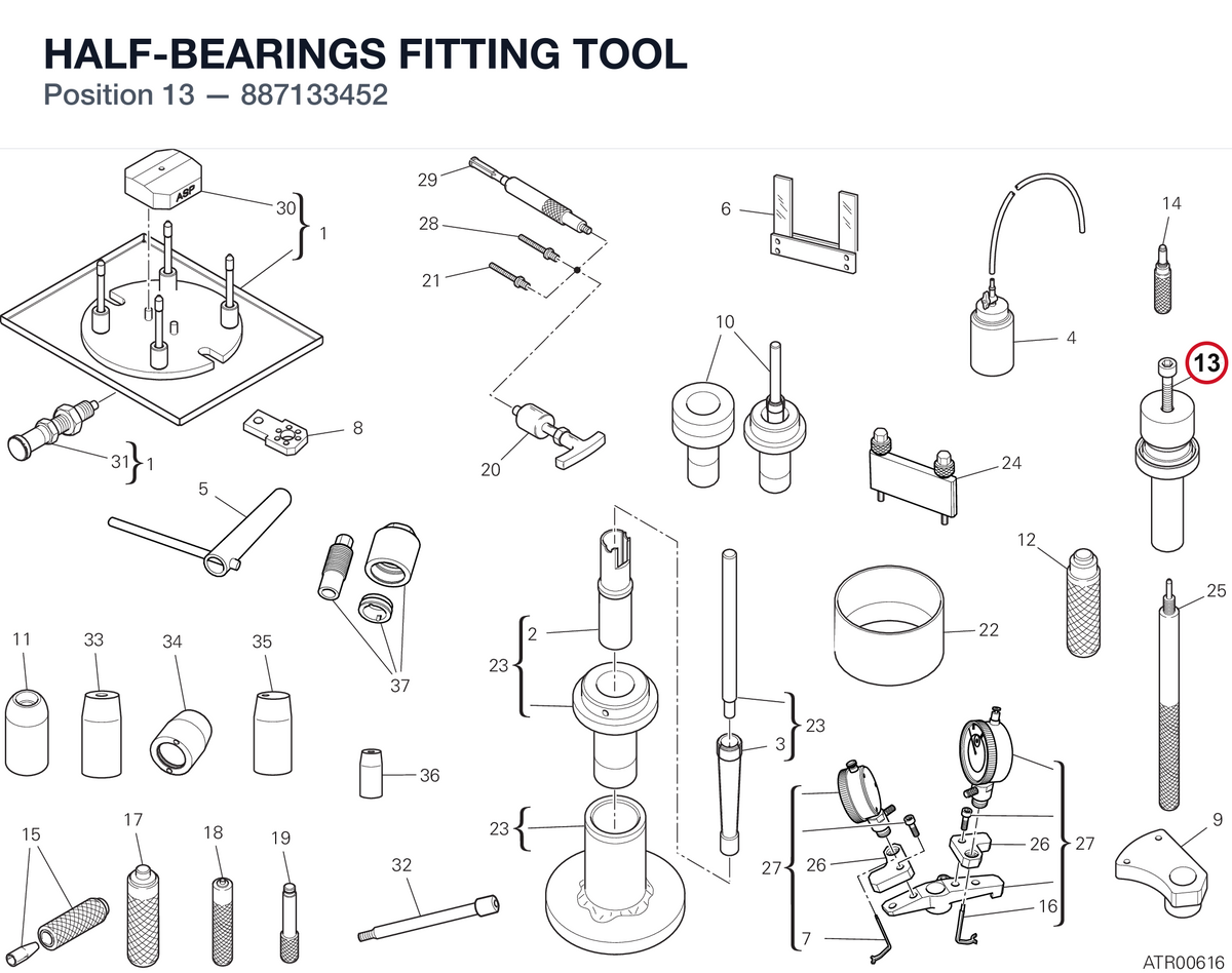 HALF-BEARINGS FITTING TOOL 887133452 diagram position