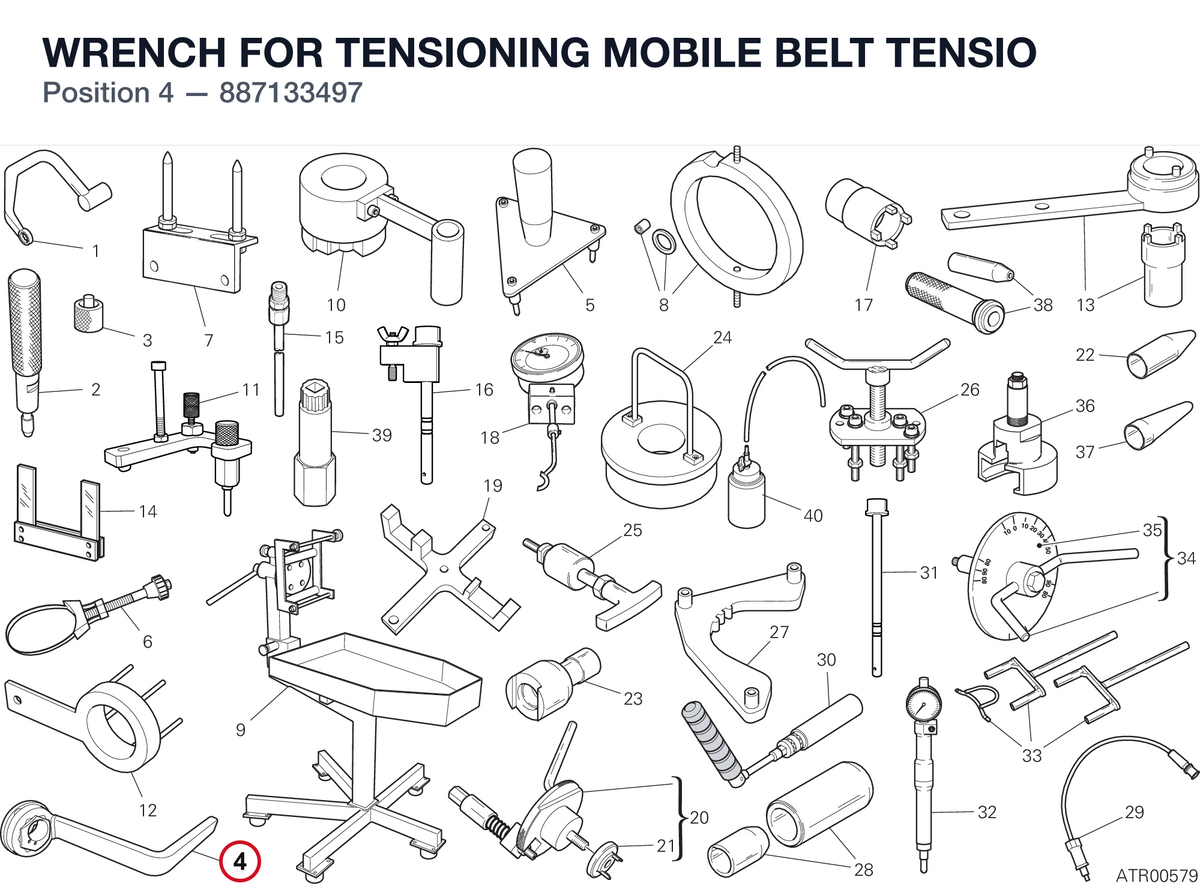 WRENCH FOR TENSIONING MOBILE BELT TENSIO