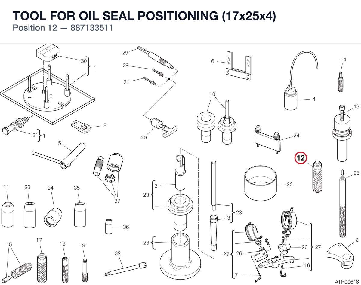 TOOL FOR OIL SEAL POSITIONING (17x25x4) 887133511 diagram position