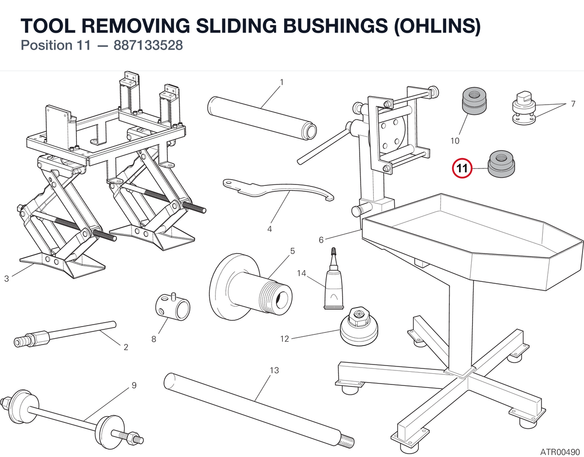 TOOL REMOVING SLIDING BUSHINGS (OHLINS) 887133528 diagram position