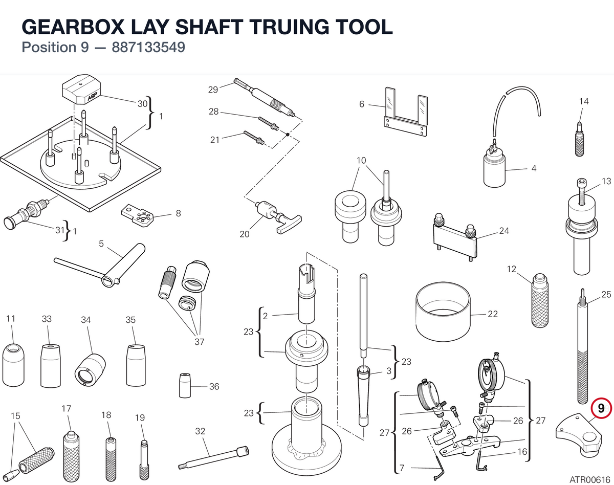 GEARBOX LAY SHAFT TRUING TOOL 887133549 diagram position