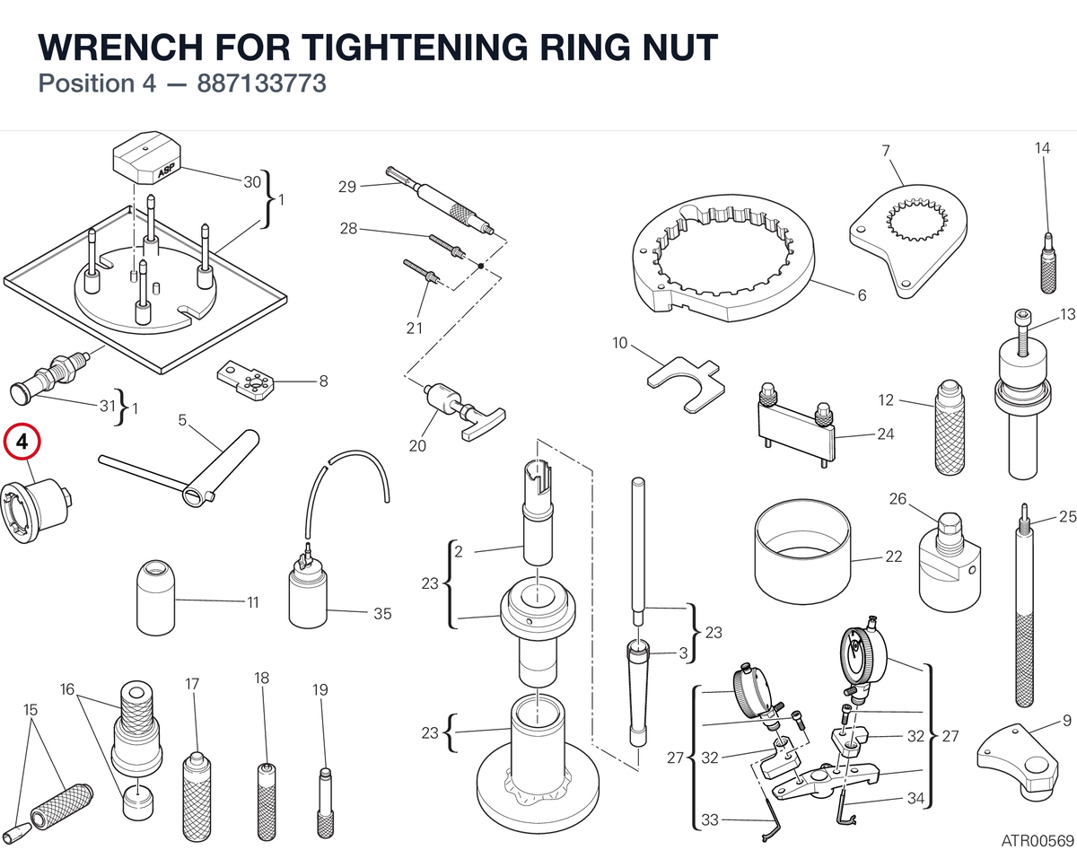 WRENCH FOR TIGHTENING RING NUT 887133773 diagram position