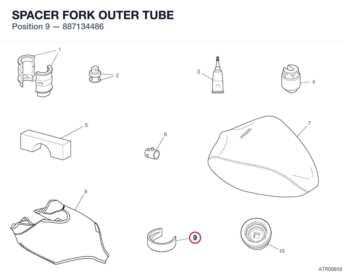 SPACER FORK OUTER TUBE 887134486 diagram position