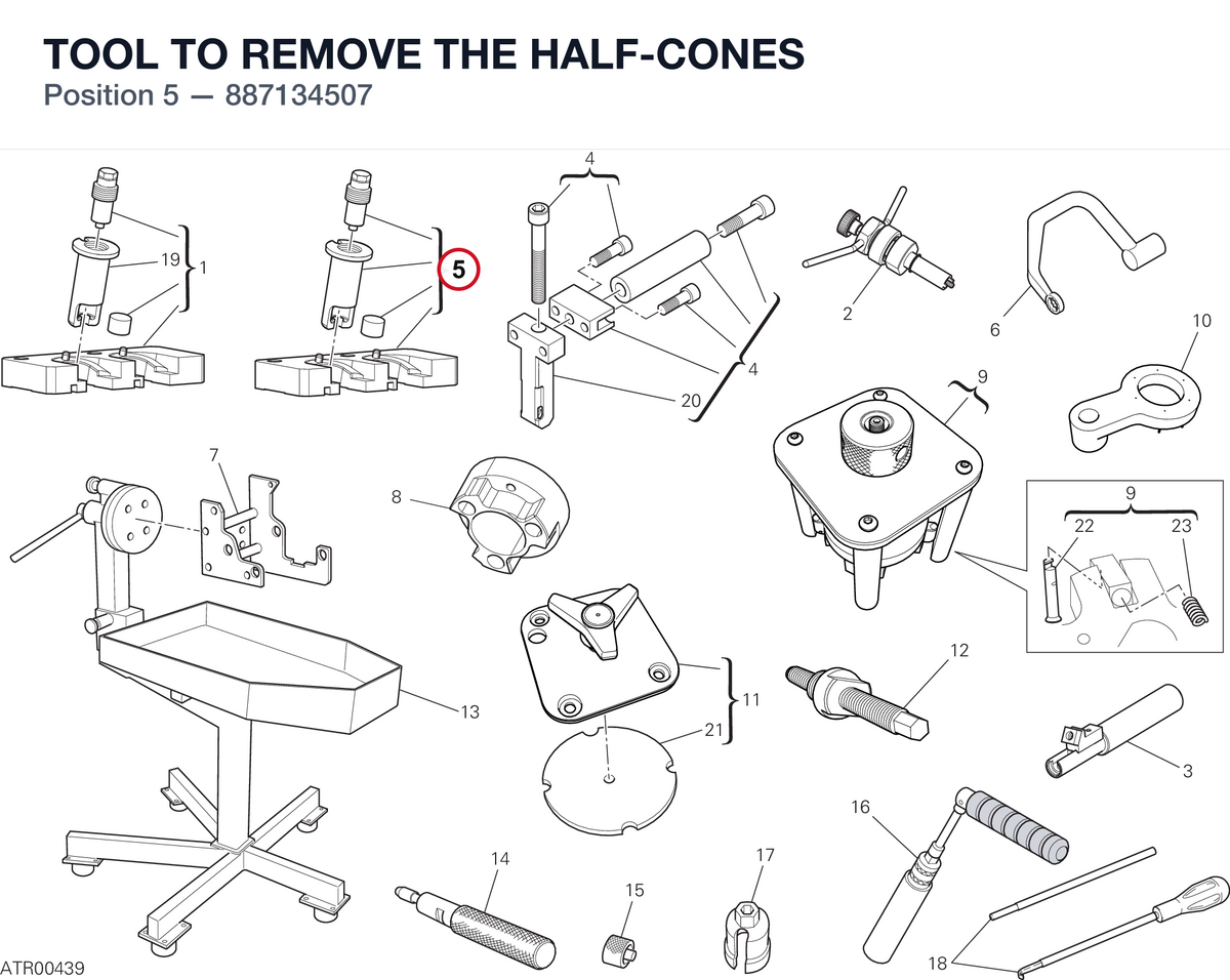 TOOL TO REMOVE THE HALF-CONES 887134507 diagram position