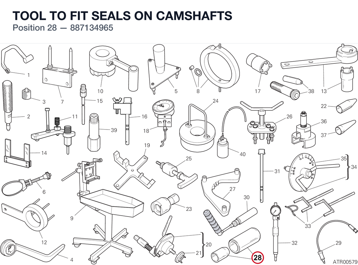 TOOL TO FIT SEALS ON CAMSHAFTS 887134965 diagram position