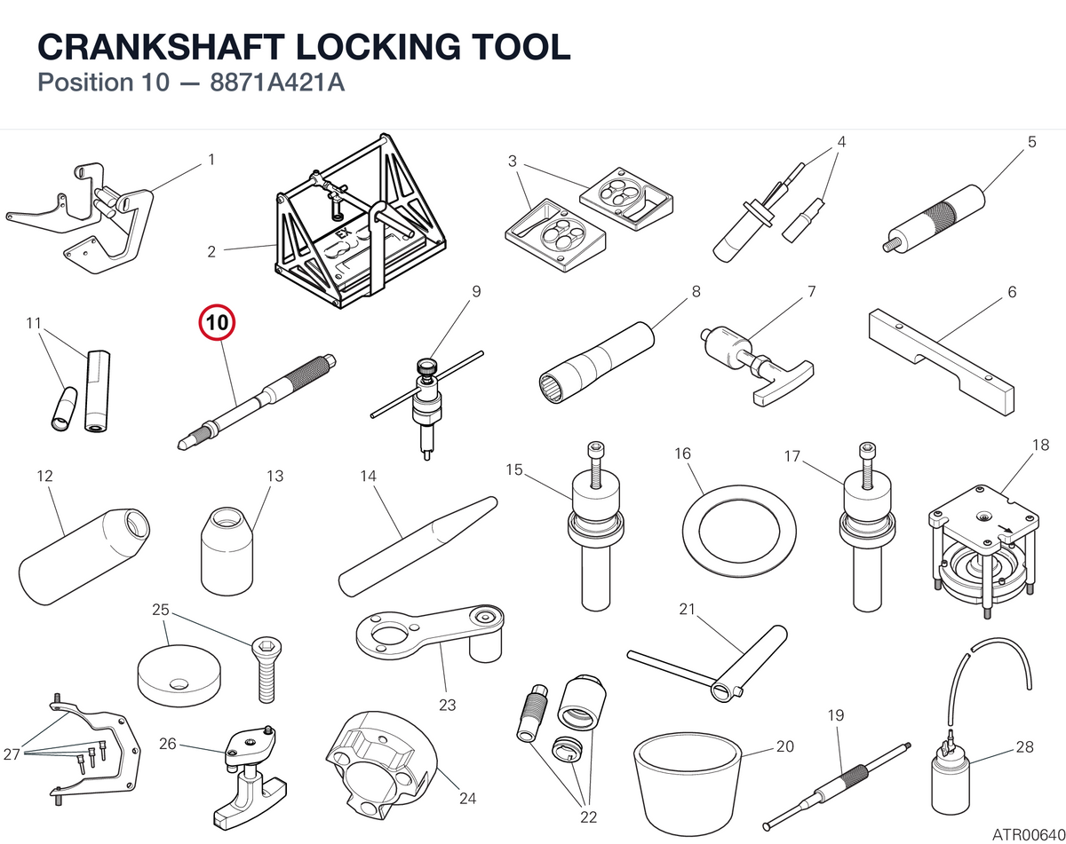 CRANKSHAFT LOCKING TOOL 8871A421A diagram position