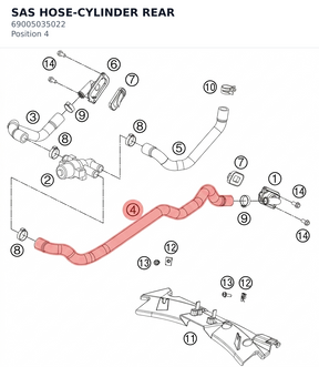 Diagram preview: SAS HOSE-CYLINDER REAR (69005035022)