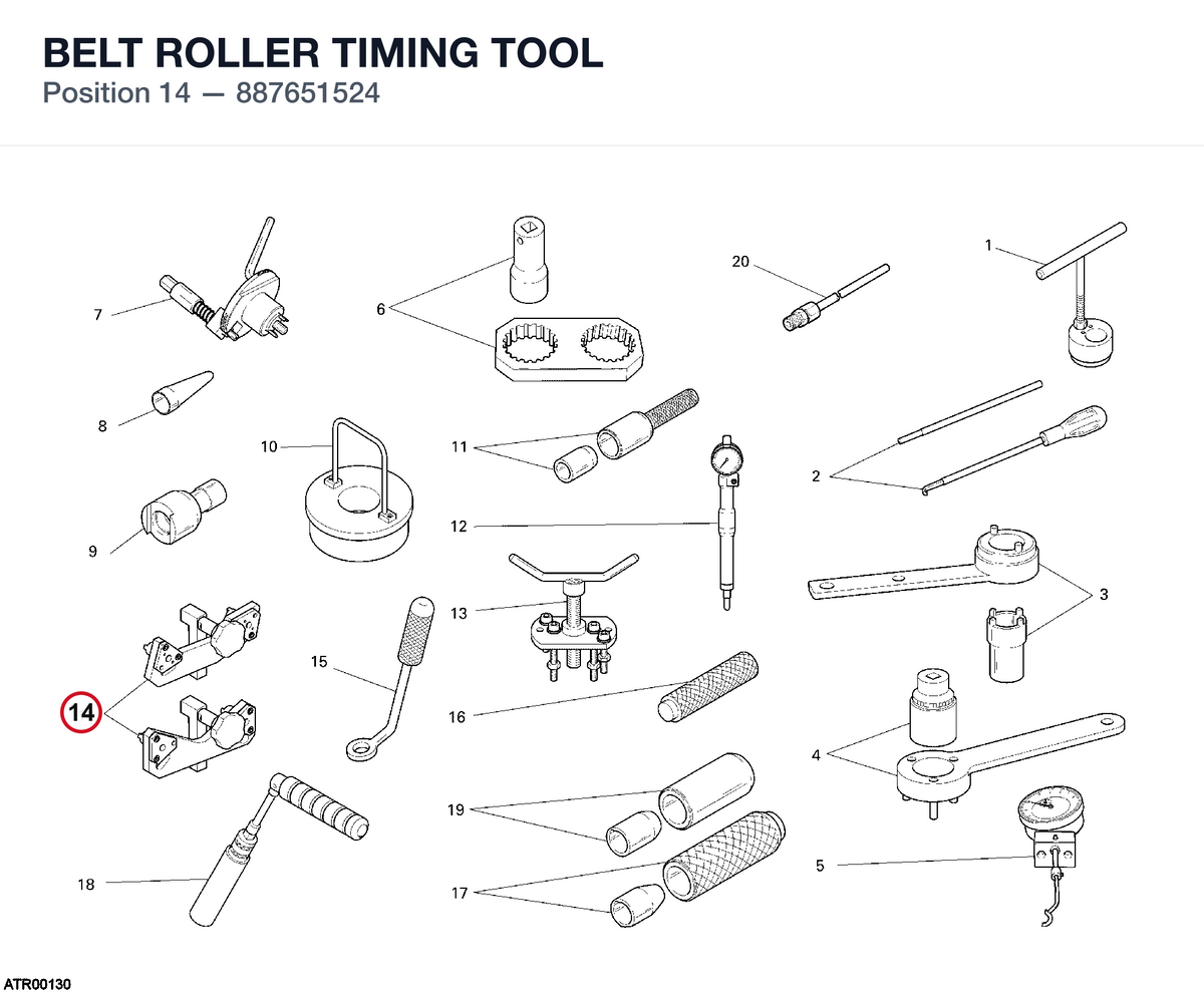 BELT ROLLER TIMING TOOL 887651524 diagram position