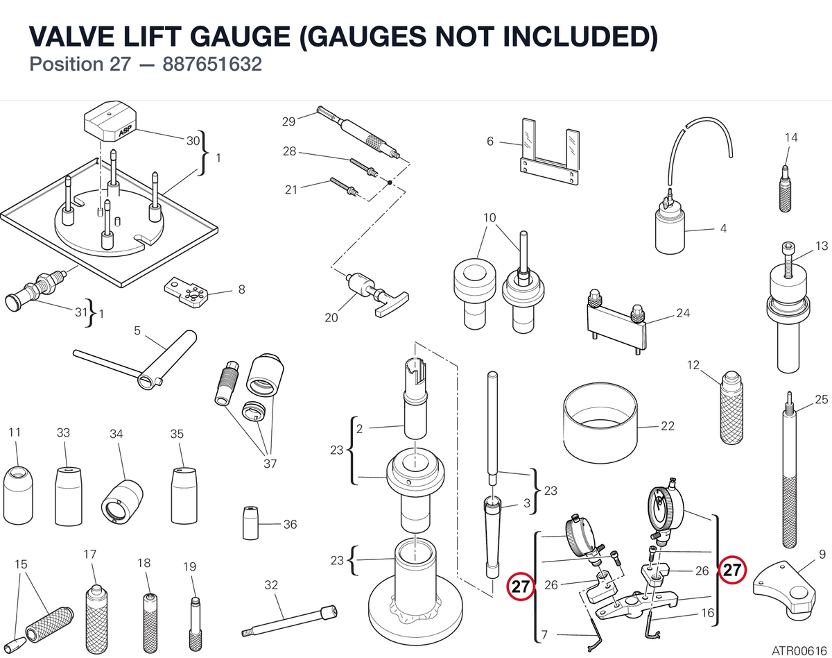 VALVE LIFT GAUGE (GAUGES NOT INCLUDED) 887651632 diagram position