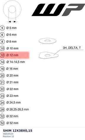 Diagram preview: SHIM 12X38X0,15 (46810524)